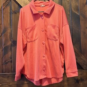 Maurices Vibrant Coral Ribbed Shirt